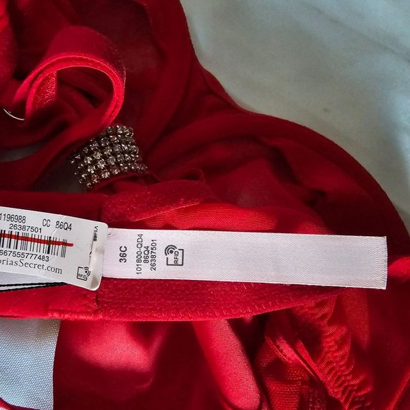 Victoria's Secret Wicked Unlined Bow Balconette Push-Up Bra Lipstick 36C NWT - Picture 7 of 10